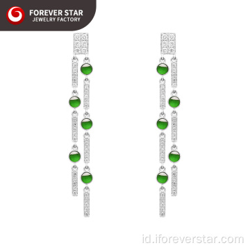 Warna hijau es jadeite tetes anting -anting perhiasan